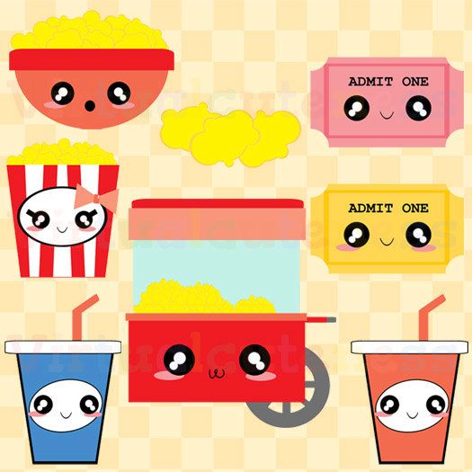 525x525 Kawaii Popcorn Clipart Cute Movie Theater Clip Por Virtualcuteness