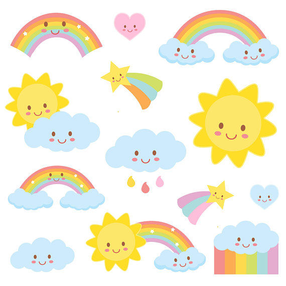 570x570 Weather Clipart, Rainbow Clipart, Weather Party, Commercial Use