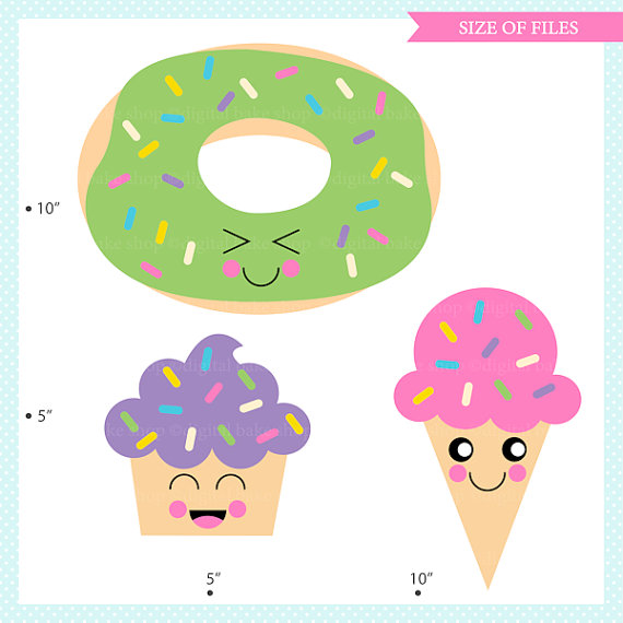 570x570 Kawaii Cupcake Clipart Clip Art Ice Cream Donut Treats Food