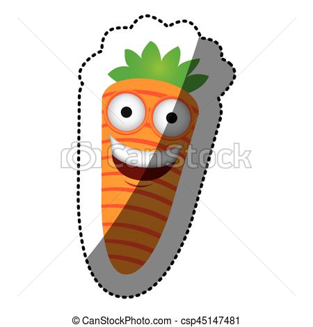 450x470 Colorful Kawaii Happy Carrot Icon, Vector Illustraction Vector