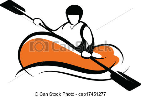 450x311 Outlines Of Rafting Man With An Orange Kayak Vectors Illustration