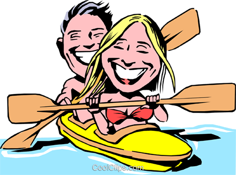 480x357 Cartoon Kayaking Royalty Free Vector Clip Art Illustration