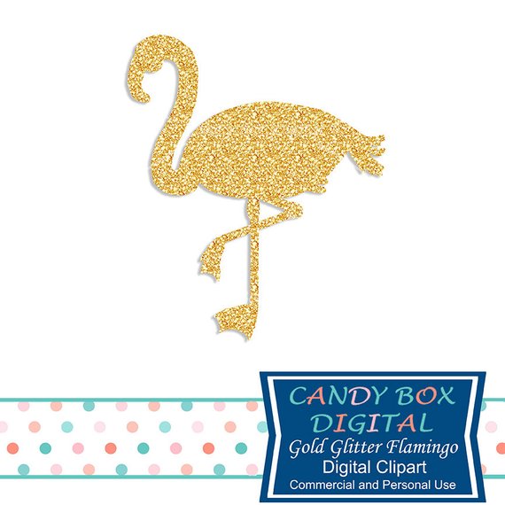 570x570 Gold Glitter Flamingo Clipart Tropical Bird Clip Art
