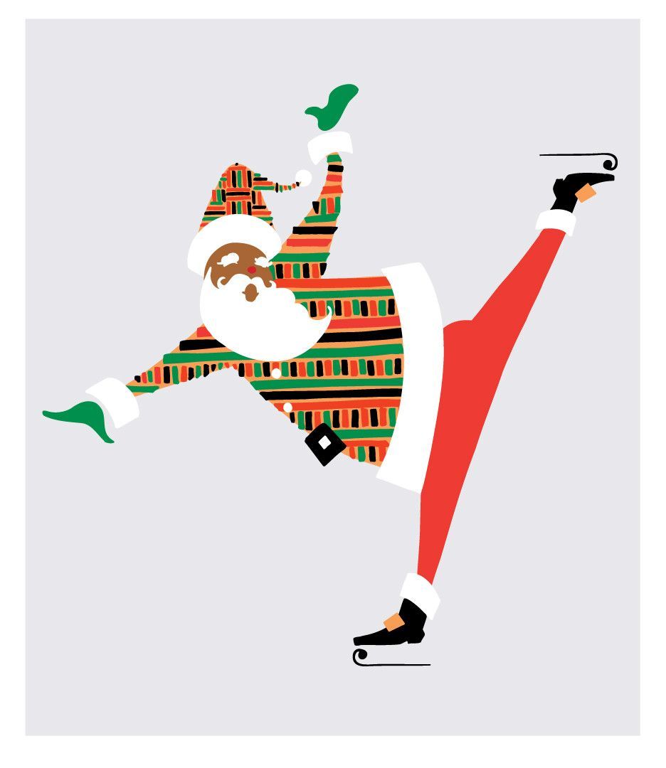 936x1080 New Low Pricelack Santa Skating Wearing A Kente Cloth Coat