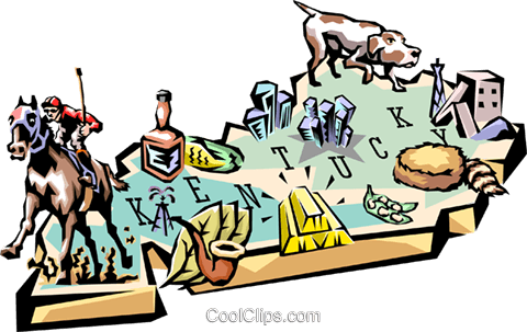 480x303 Kentucky Vignette Map Royalty Free Vector Clip Art Illustration