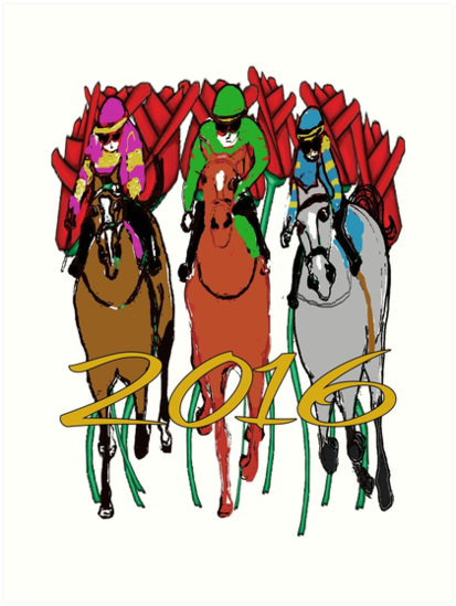 413x549 Kentucky Derby 2016 Racehorses Art Prints By Ginny Luttrell