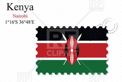 400x267 Postage Stamp With Flag Of Kenya Royalty Free Vector Clip Art