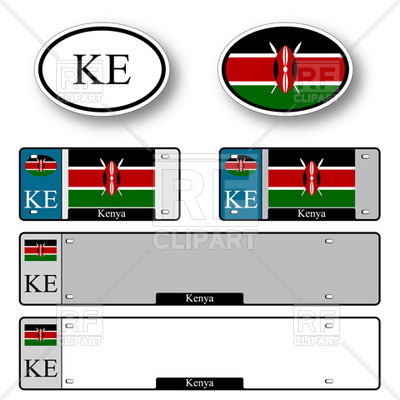 400x400 Template Of Car Plate Number With Flag Of Kenya And Oval Country