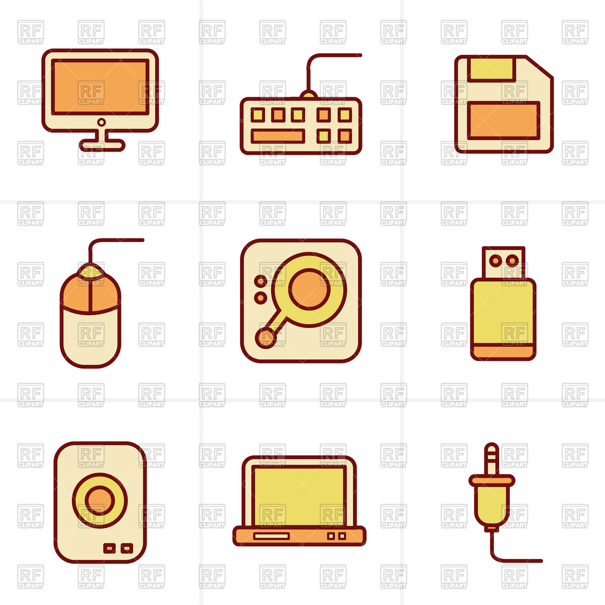 1200x1200 Computer Icons Set Flash Drive, Keyboard, Harddisk, Mouse Royalty