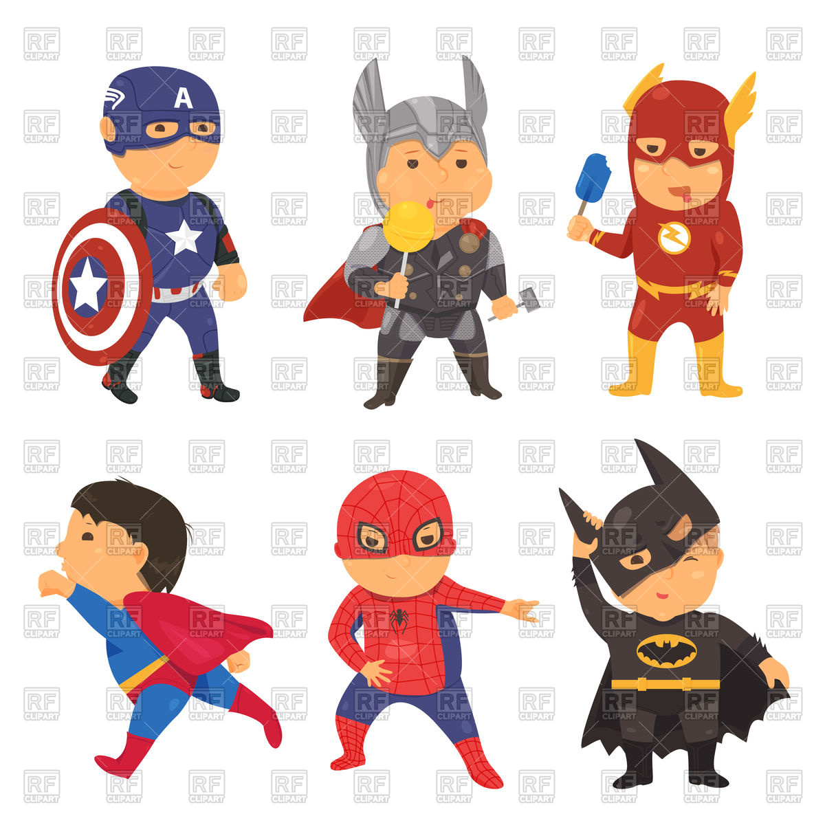 1200x1200 Cartoon Superhero Costume Kids Royalty Free Vector Clip Art Image