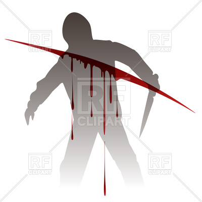 400x400 Killer Silhouette Against Blood Splashes Royalty Free Vector Clip