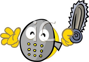 350x246 Smiley Character Dressed Up Like A Killer With A Chainsaw
