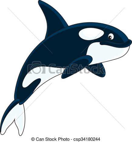 435x470 Killer Whale. Vector Illustration Of An Orca Swimming, On A Eps