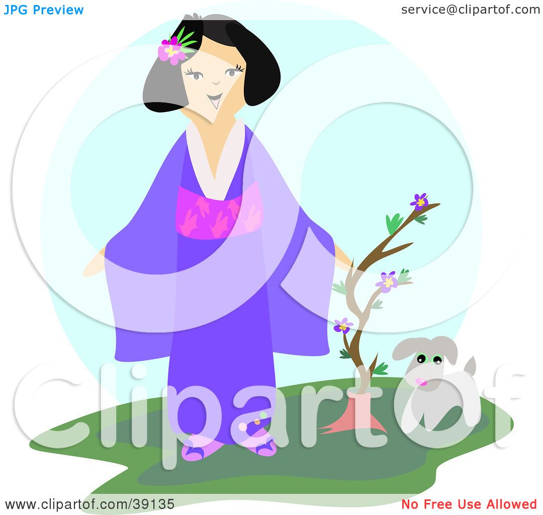 1080x1024 Clipart Illustration Of A Friendly Japanese Lady In A Kimono