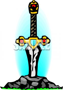 248x350 Cartoon Of Excalibur Stuck In The Stone