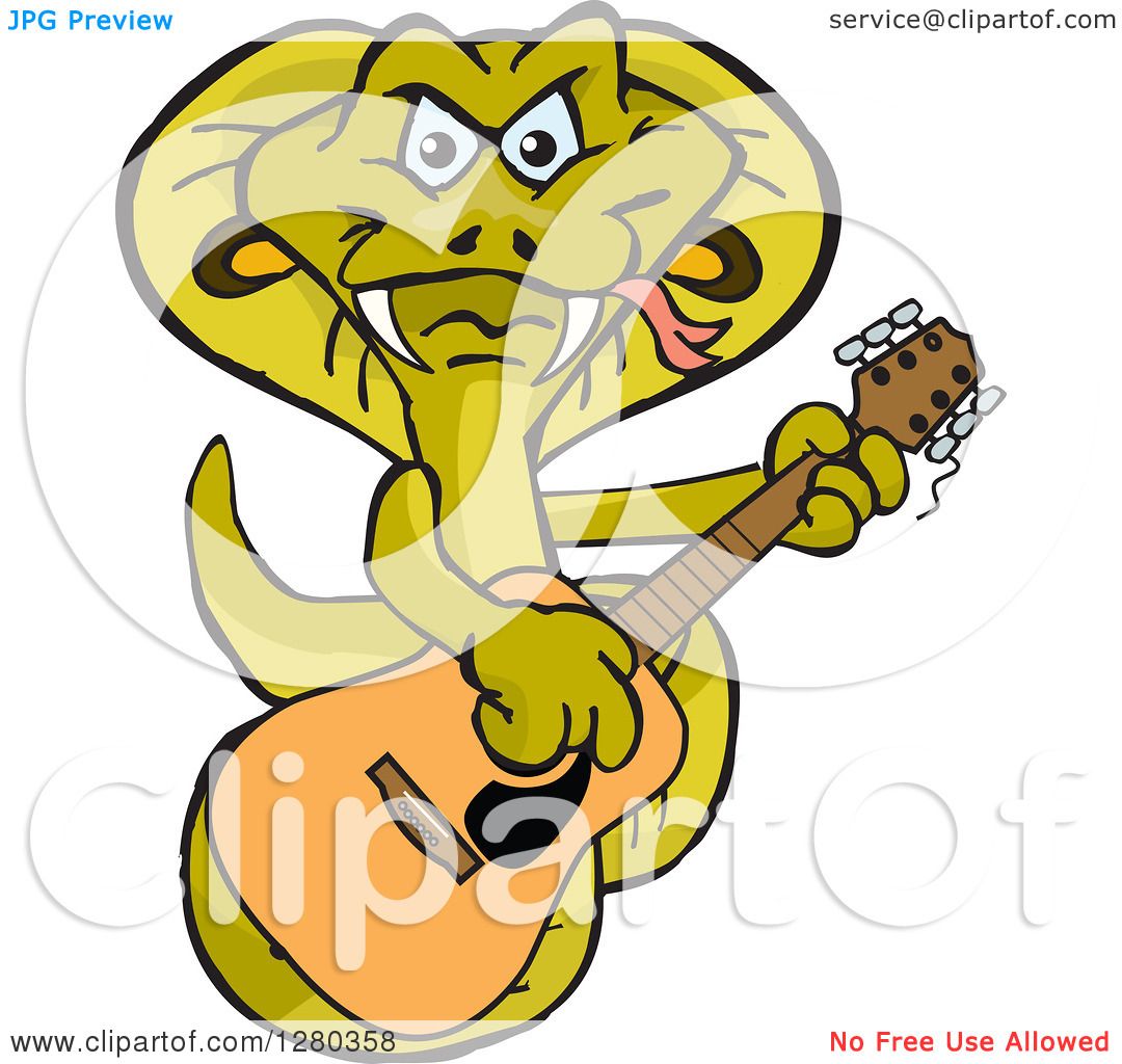 1080x1024 Clipart Of A Happy Cobra Playing An Acoustic Guitar
