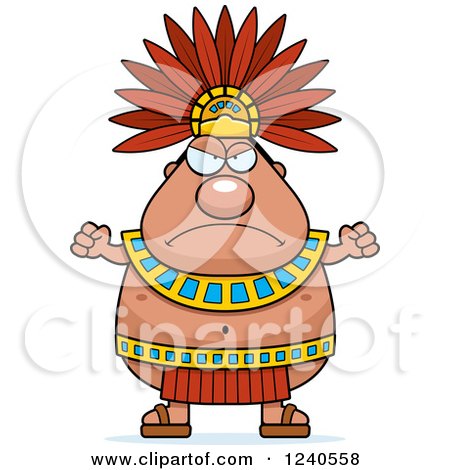 450x470 Clipart Of A Mad Aztec Chief King Holding Up Fists