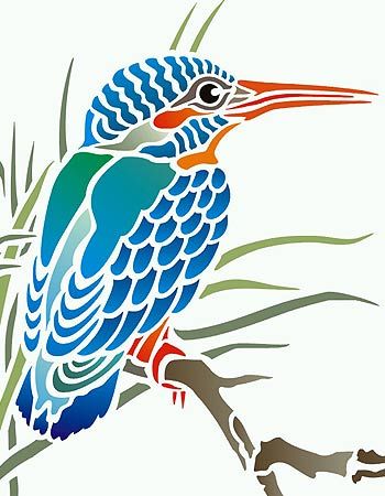 350x450 Intricate Small Waterside Bird Stencil 1 Sheet Stencil