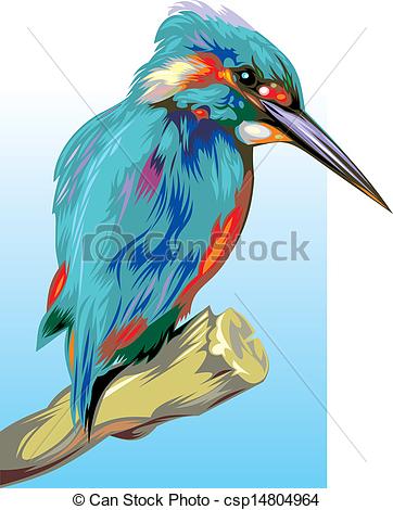 362x470 Nice Illustrated Kingfisher On The Blue And White Background Clip