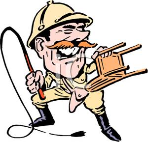 300x289 Clip Art Image A Lion Tamer With A Wooden Chair And A Whip