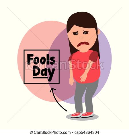 450x470 Woman Sad With Tied Shoelaces Joke Fools Day Vector Vector