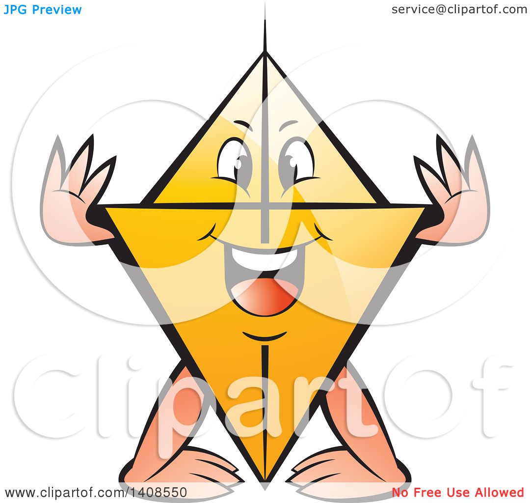 1080x1024 Clipart Of A Cartoon Happy Yellow Kite Character