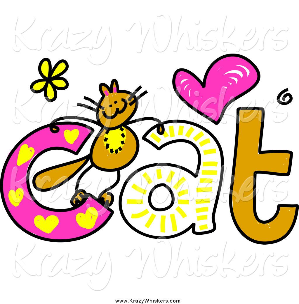 1024x1044 Critter Clipart Of A Doodled Kitty On The Word Cat By Prawny