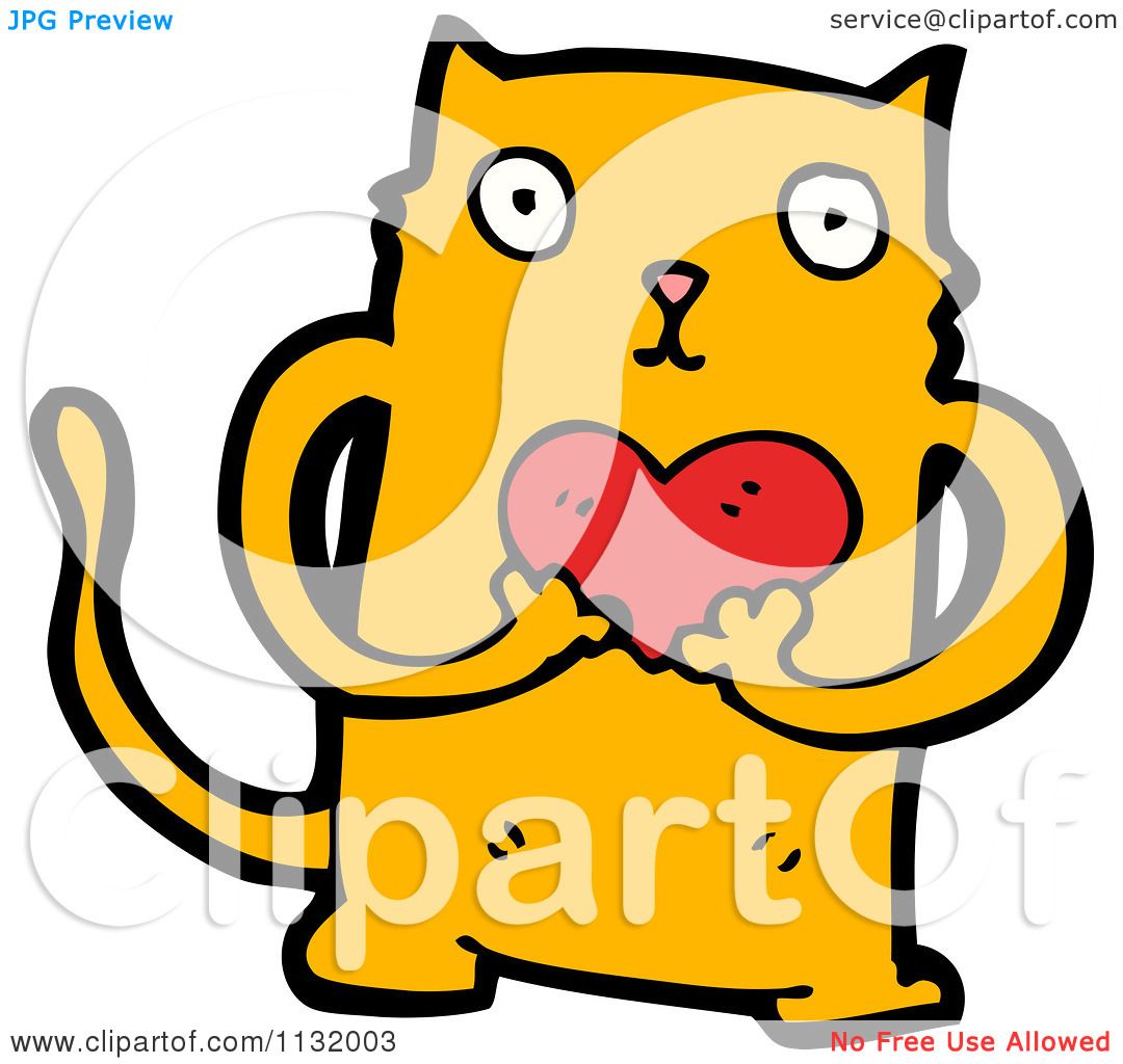 1080x1024 Cartoon Of A Ginger Kitty Cat Holding A Heart