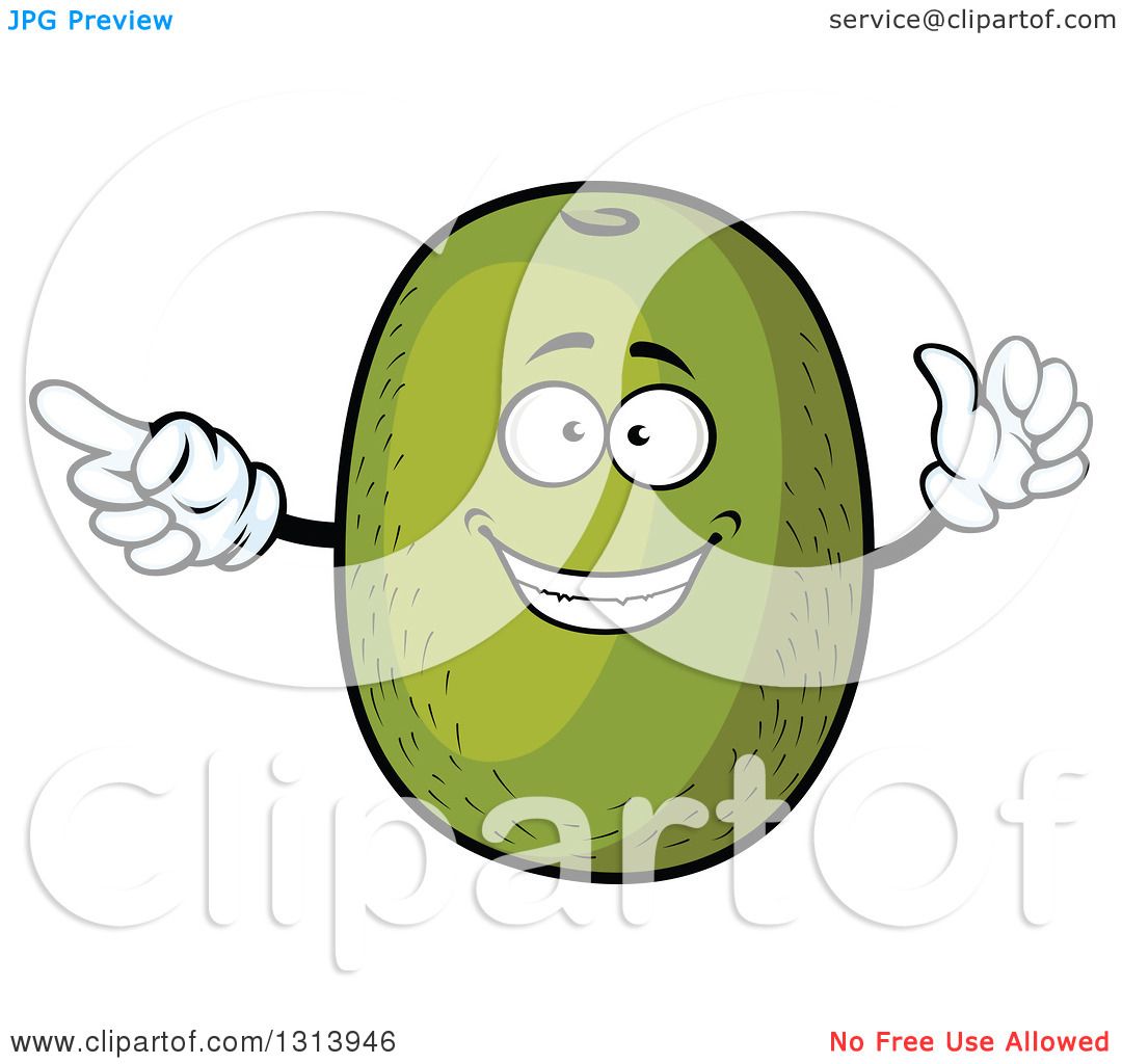 1080x1024 Clipart Of A Cartoon Green Kiwi Fruit Character Pointing