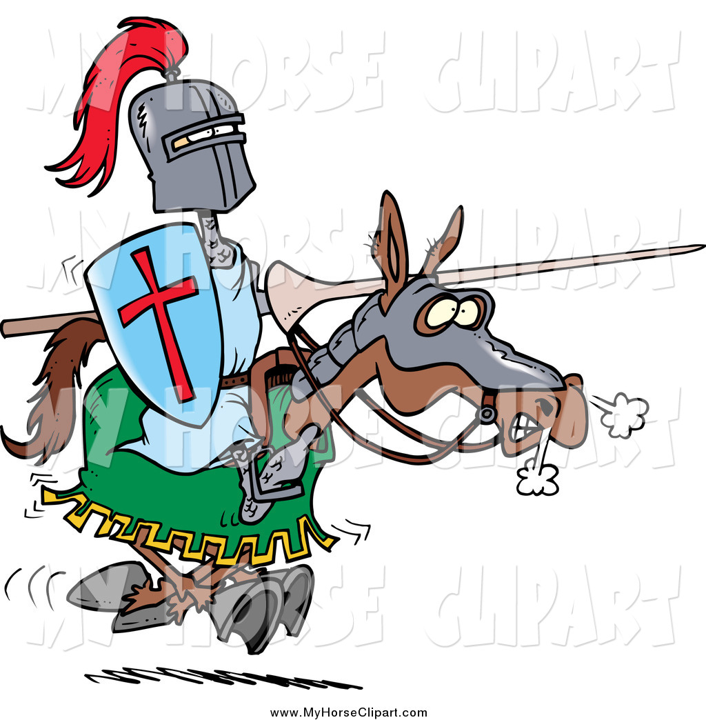 1024x1044 Clip Art Of A Cartoon Jousting Knight On Horseback By Toonaday