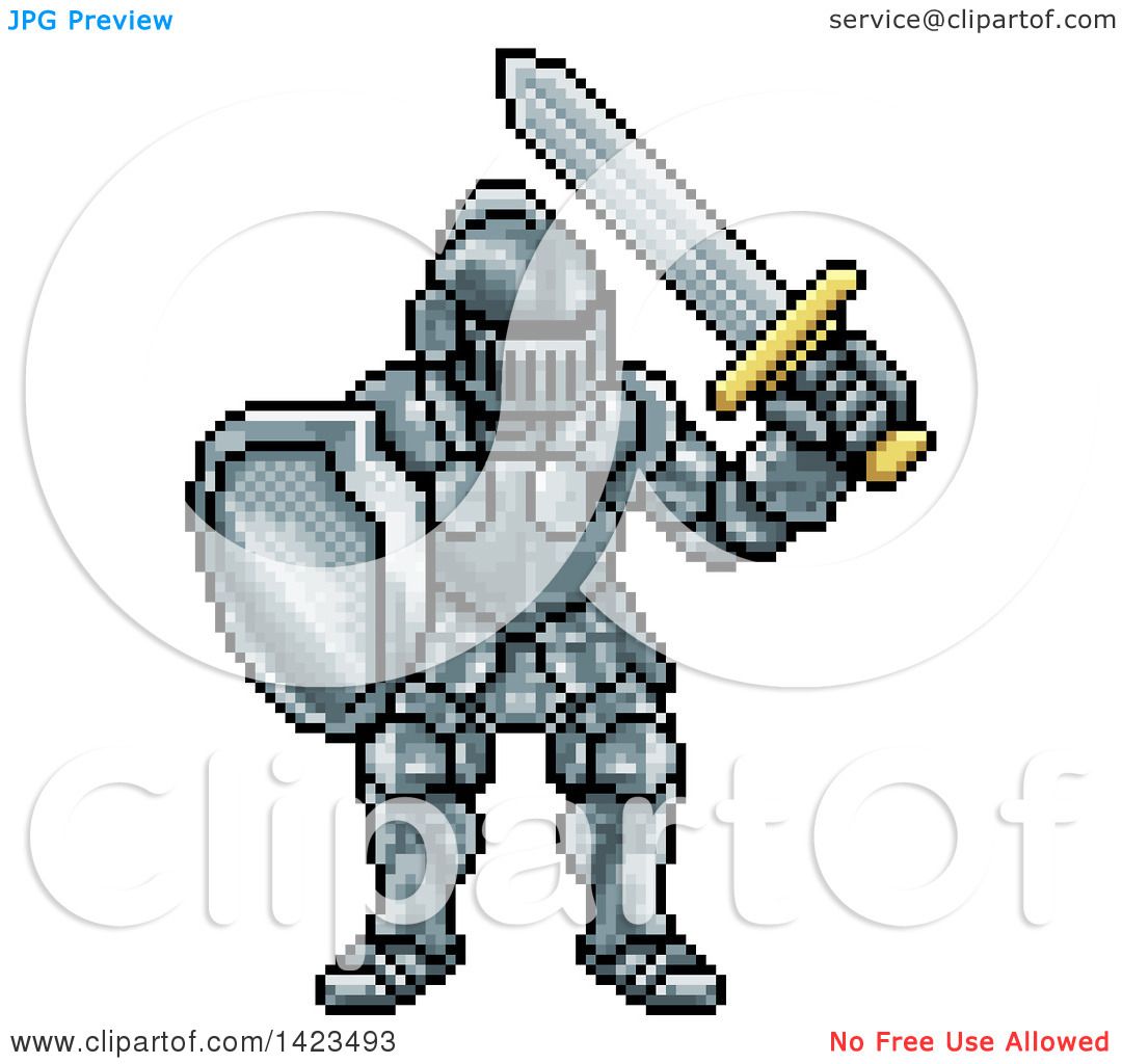 1080x1024 Clipart Of A Retro 8 Bit Pixel Art Video Game Styled Knight