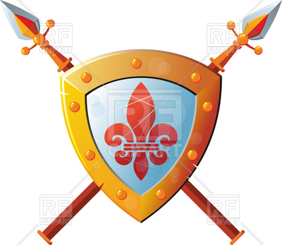 400x347 Beautiful Knight Shield With Two Crossed Spears Royalty Free
