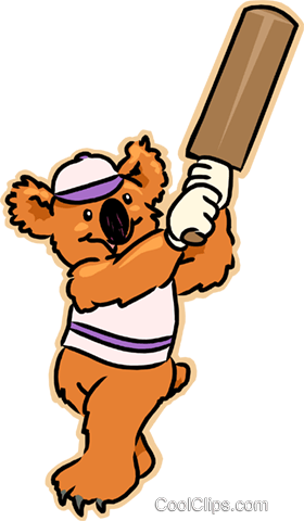 280x480 Kuala Bear Playing Cricket Royalty Free Vector Clip Art