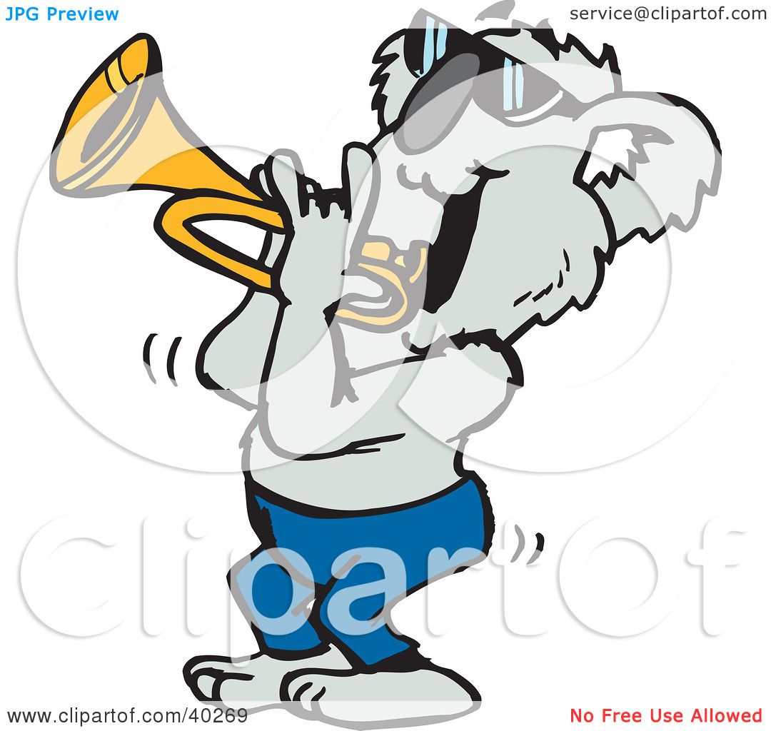 1080x1024 Clipart Illustration Of A Koala Musician Playing A Trumpet By