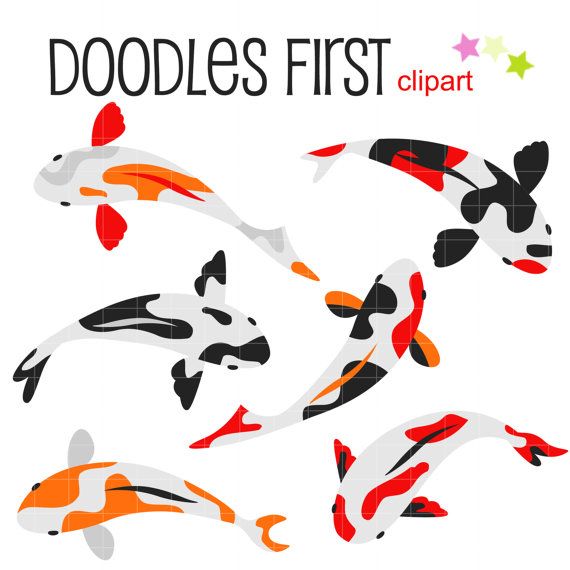 570x570 Lucky Koi Fish Digital Clip Art For Scrapbooking Card Making