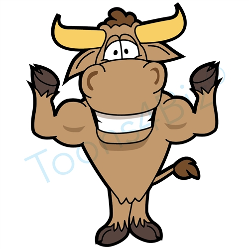 500x500 Bull Mascot Clip Art Flexing Muscles