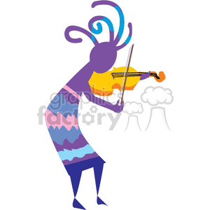 300x300 Royalty Free Kokopelli Playing The Violin 369958 Vector Clip Art