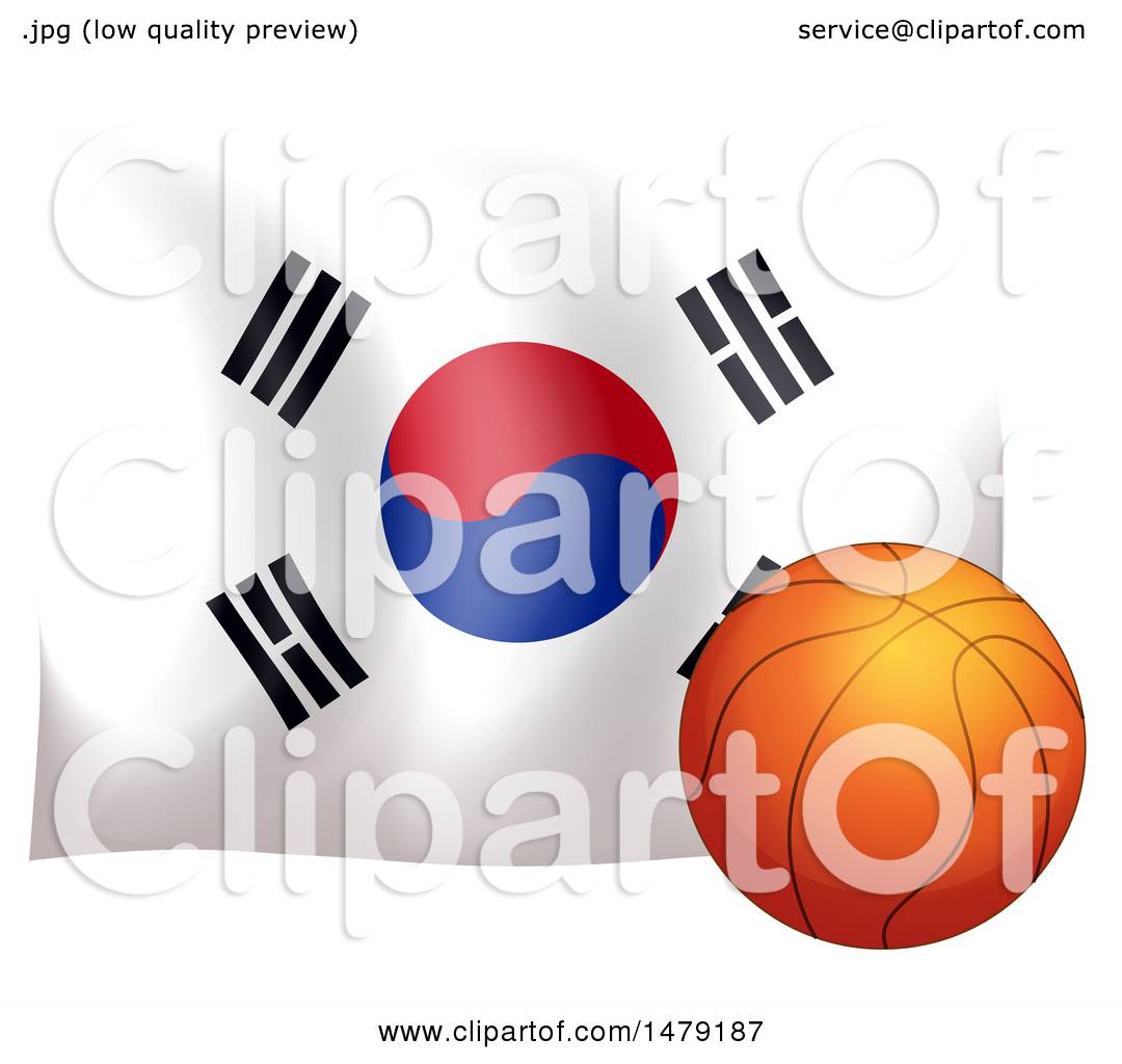 1080x1024 Clipart Of A South Korean Flag And Basketball