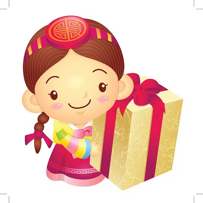 416x416 Girl Mascot The Hand Is Holding A Big Korean Premium Clipart