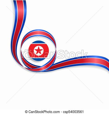 448x470 North Korean Wavy Flag Background. Vector Illustration . Clip