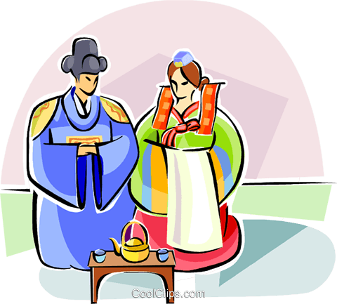 480x433 Traditional Korean Wedding Dress Royalty Free Vector Clip Art