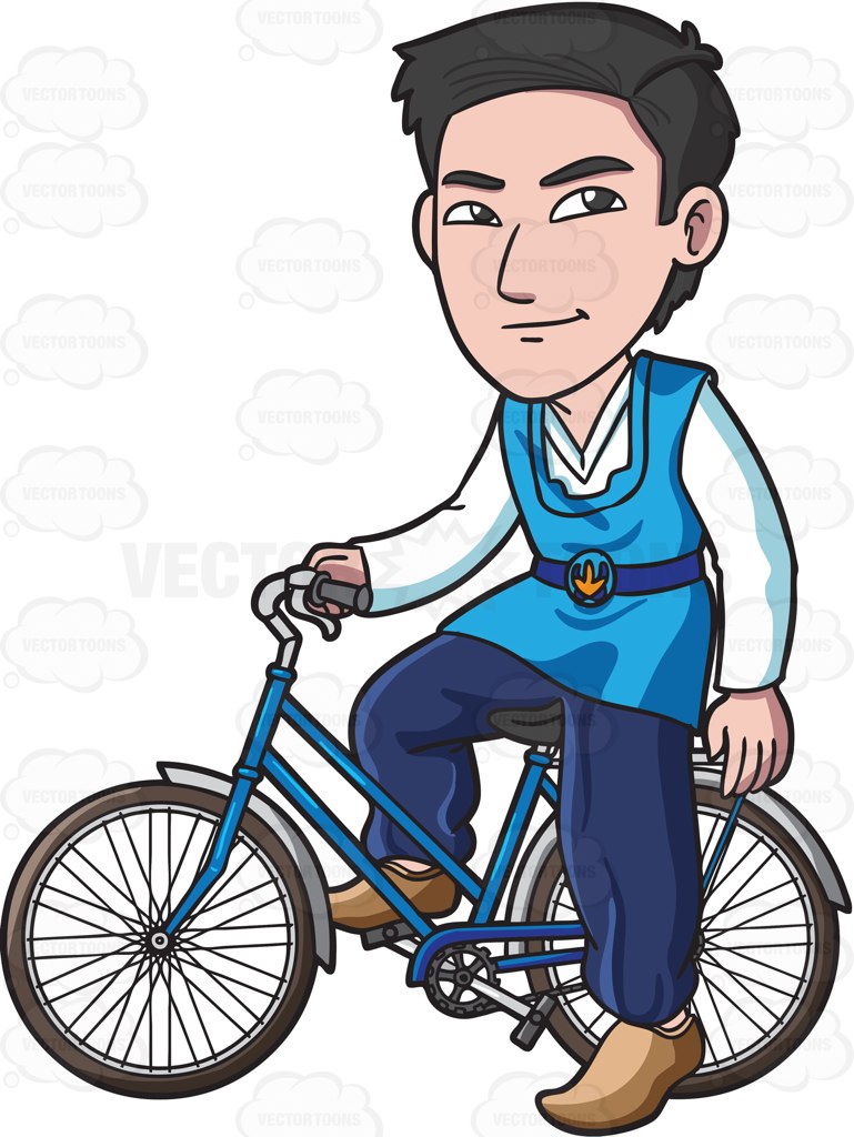 769x1024 A Korean Man Riding A Bike Cartoon Clipart Vector Toons