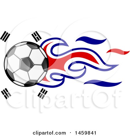 450x470 Clipart Of A Soccer Ball With South Korean Flag Flames