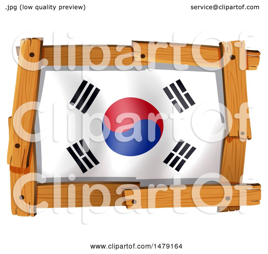 1080x1024 Clipart Of A South Korean Flag In A Wood Frame