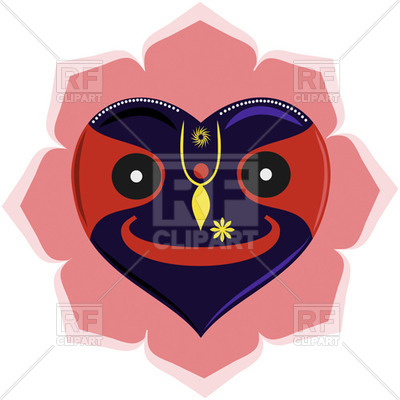 400x400 Heart Shaped Lord Krishna Jagannath Royalty Free Vector Clip Art