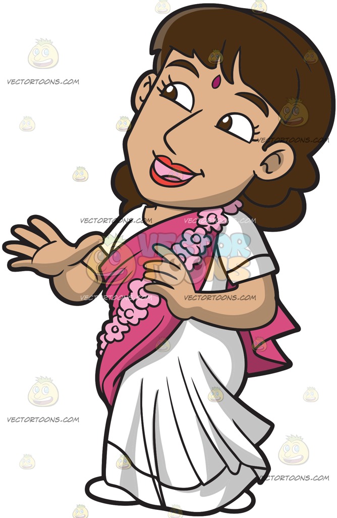 668x1024 A Charming Female Hare Krishna Member Cartoon Clipart Vector Toons