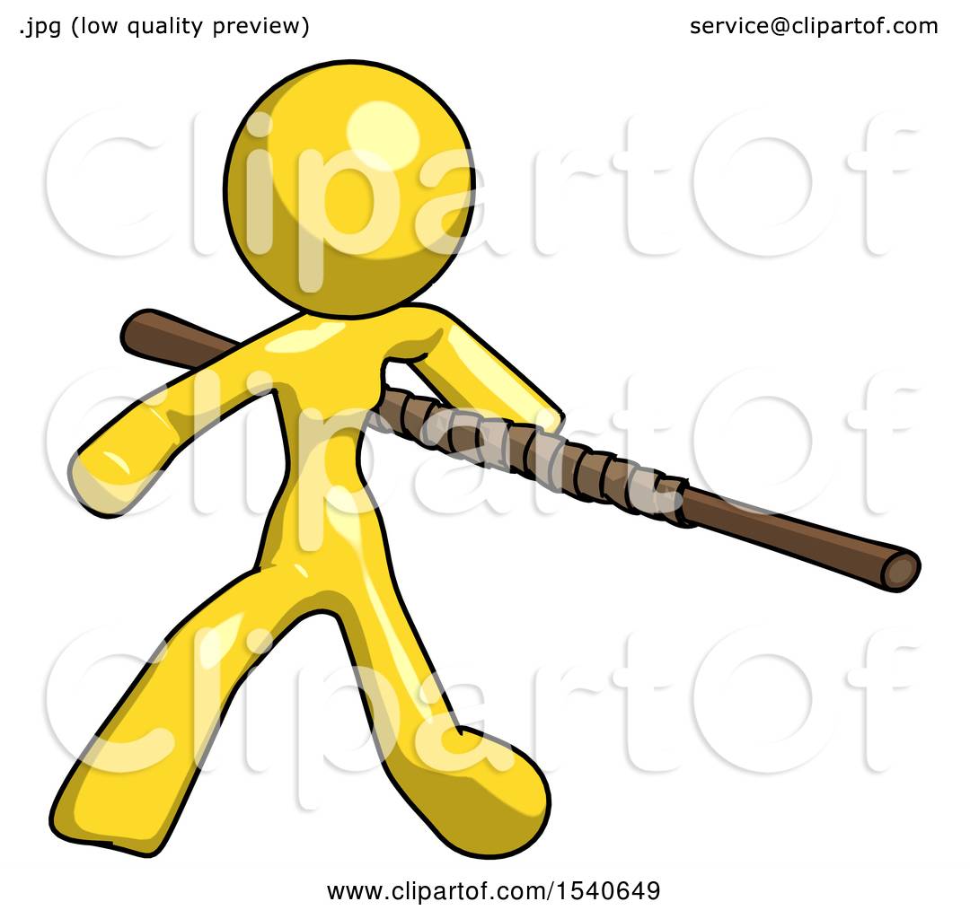 1080x1024 Yellow Design Mascot Woman Bo Staff Action Hero Kung Fu Pose By