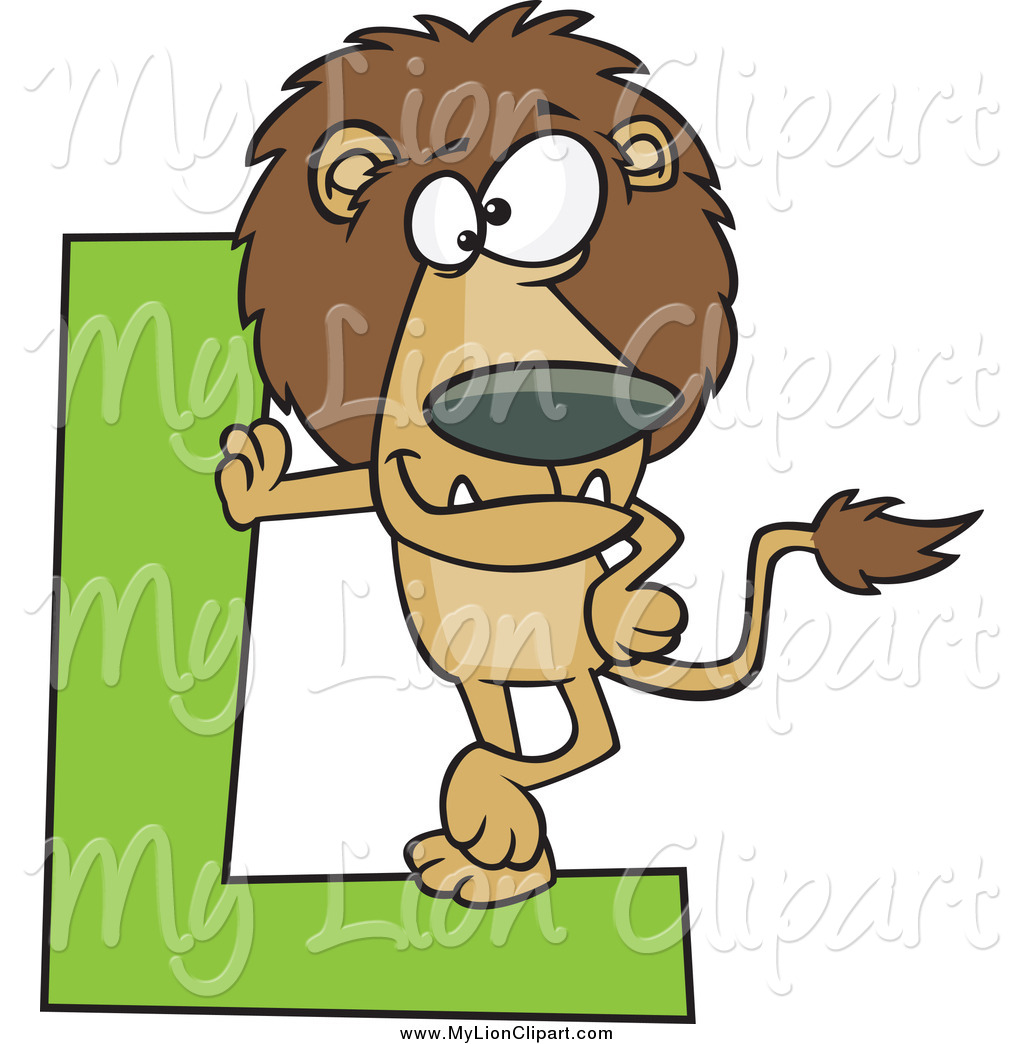 1024x1044 Clipart Of A Lion Leaning On A Green Letter L By Toonaday