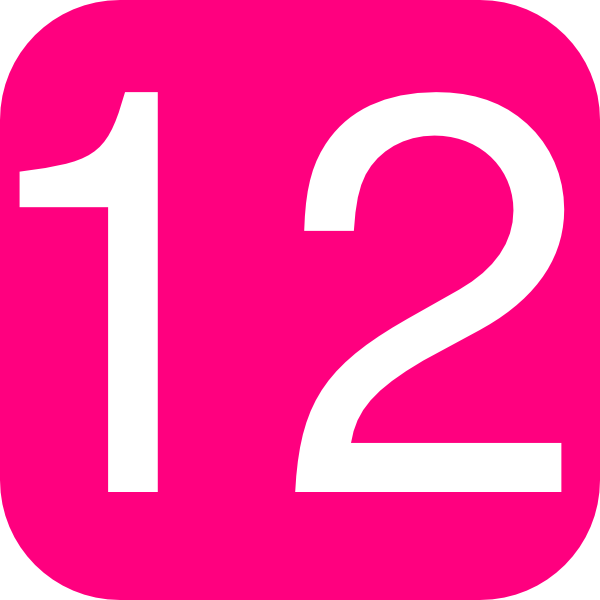 600x600 Hot Pink, Rounded, Square With Number 12 Clip Art