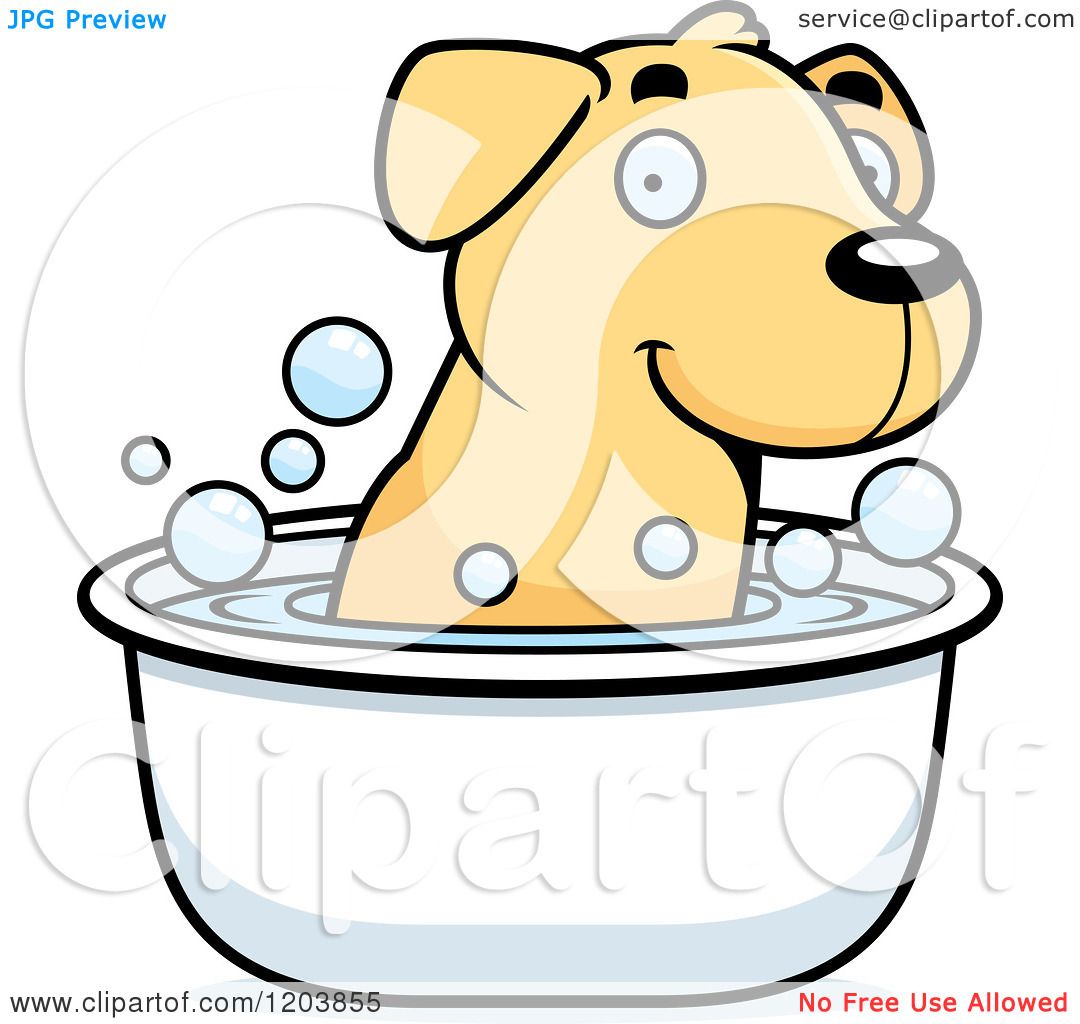 1080x1024 Cartoon Of A Cute Yellow Labrador Puppy Taking A Bath